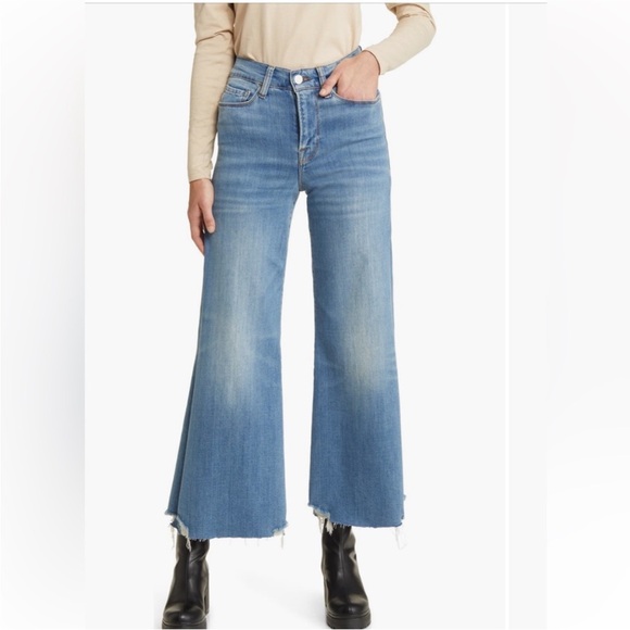 Frame Denim Le Palazzo High Waist Crop Wide Leg Jeans - Picture 1 of 9